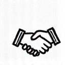 Handshake icon representing support and monitoring
